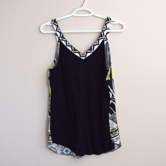 Hale Bob Green and Brown Tropical Print Camisole V-Neck Tank Top - Picture 4 of 4